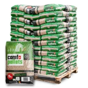 Pellet di legno 6 mm in sacchi 975 kg potere calorifico 4,6 kWh riscaldamento a pellet